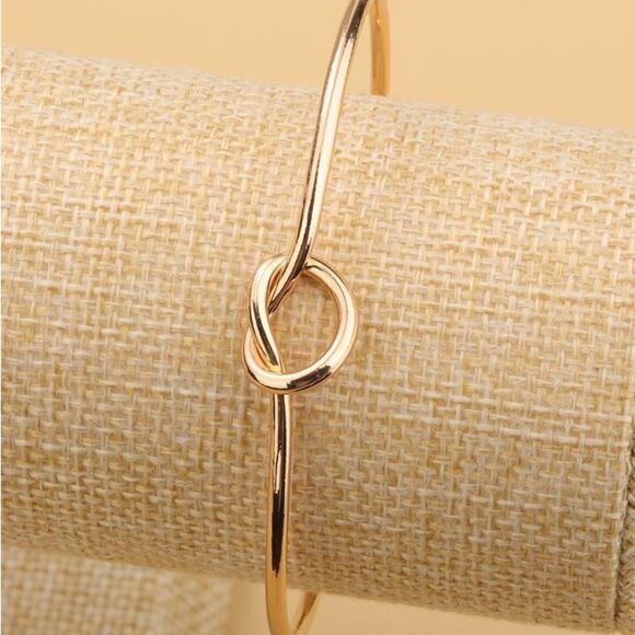 Love knot silver gold cuff bangle bracelet - Picture 1 of 2